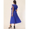 Seta T Women's Casual Ruffle Sleeveless Crewneck Pleated Flowy Belted Midi Sundresses - 4 of 4