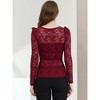 INSPIRE CHIC Women's Vintage Semi-Sheer Puff Long Sleeve Embroidery Lace Floral Blouse - 3 of 4
