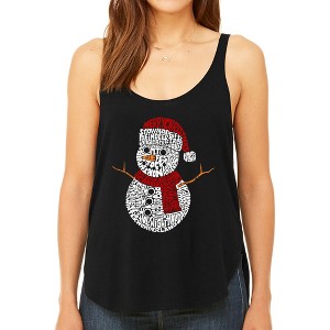 LA Pop Art Christmas Snowman - Women's Premium Word Art Flowy Tank Top - 1 of 4