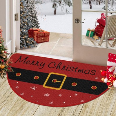 Christmas Indoor Mat Welcome Floor Doormat Entrance Mat Absorbent Doormats Area Rugs Half Round Door Mat Indoor Non-Slip Floor Mats for Christmas