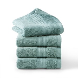 TOWN & COUNTRY EVERYDAY 4-Piece Solid Dobby Border Washcloth Set - 1 of 4