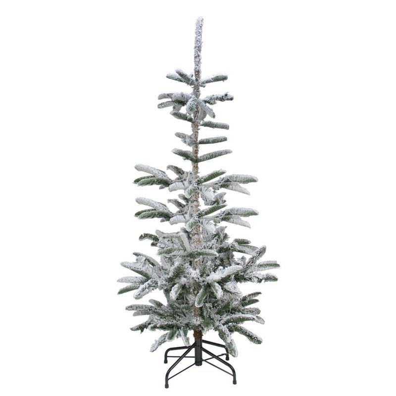 Northlight Real Touch™️ Slim Flocked Nordmann Fir Artificial Christmas Tree - Unlit - 7.5', 1 of 10