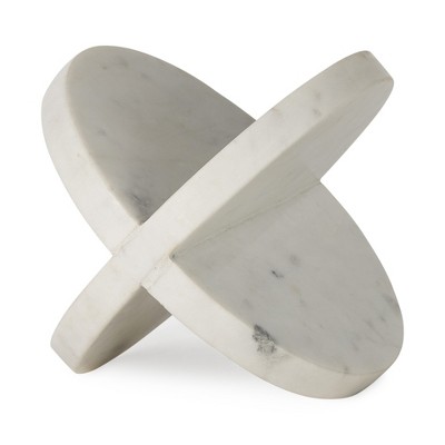 HomeRoots White Marble Geometric Circular Sculpture