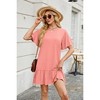 Womens Flowy T Shirt Dress Bell Sleeve Summer Shift Dress with Flounce Hem Flutter Lounge Dress Boat Neck Short Sleeve Mini Dress - 4 of 4