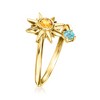 Ross-Simons 0.20 Carat Citrine and .10 Carat Swiss Blue Topaz Celestial Bypass Ring in 18kt Gold Over Sterling - 3 of 4