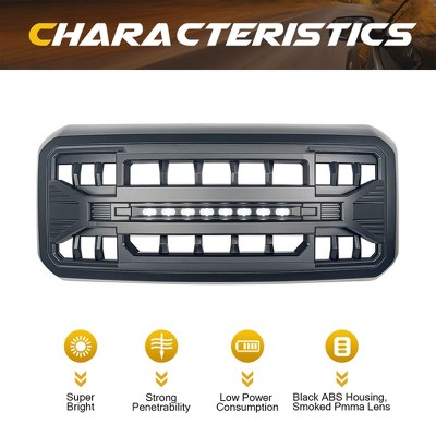 AMERICAN MODIFIED Front Grille Compatible With 2011-16 Ford F250, F350, F450, And F550 Super Duty, Replacement Grill W/Off-Road Lights, Matte Black