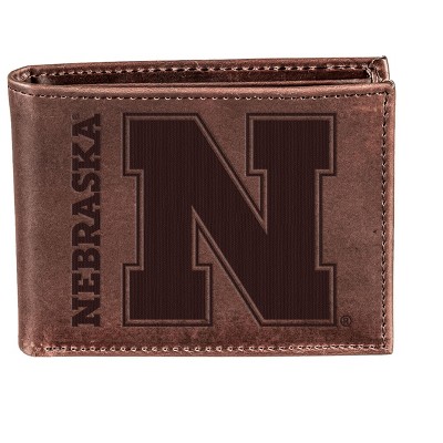 Evergreen NCAA Nebraska Cornhuskers Brown Leather Bifold Wallet Officially Licensed with Gift Box