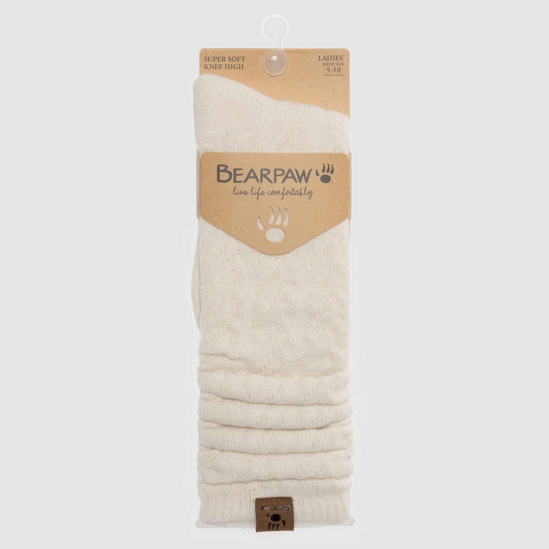 Bearpaw Women's Boot Knee High Cable Socks 1pk - Egret