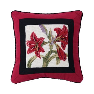 C&F Home 14" x 14" Amaryllis Bouquet Needlepoint Pillow - 1 of 4