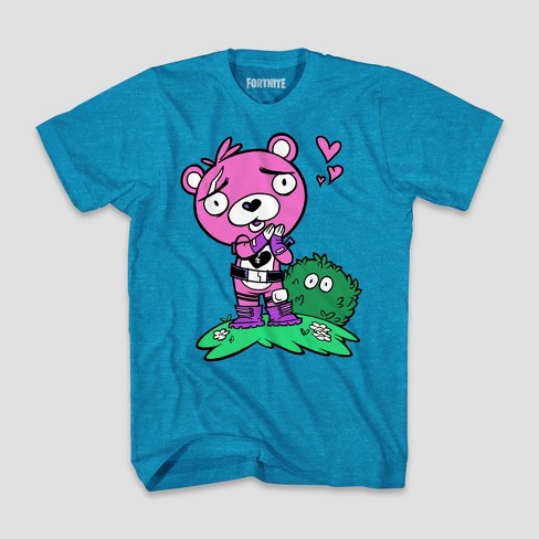 boys fortnite cuddle leader love short sleeve t shirt turquoise heather - fortnite wear bush