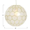 Storied Home Capiz Honeycomb Globe Pendant Light Capiz White Seashells - 3 of 4
