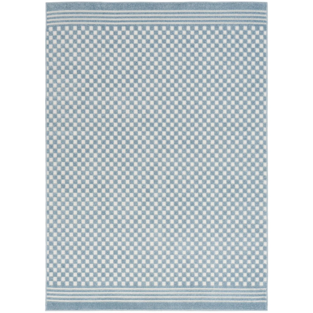 Photos - Area Rug Nourison 6'7"x9'2" Care Free Checkered Machine Woven Indoor  Blue 