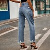 Coolmee Women's Ripped Jeans High Waisted Distressed Baggy Straight Leg Pants - 2 of 4