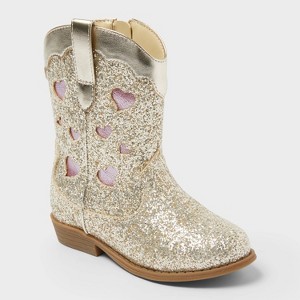 Toddler Dallas Glitter Western Boots - Cat & Jack™ Gold - 1 of 3