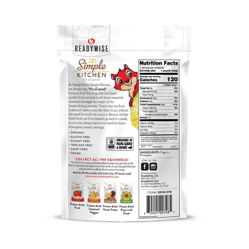 ReadyWise Simple Kitchen Organic Freeze Dried Pineapple - 7.2oz/6ct, 4 of 8