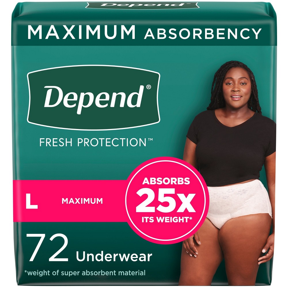 Depend Fresh Protection Adult Incontinence & Postpartum Underwear for Women - Maximum Absorbency - L - Blush - 72ct