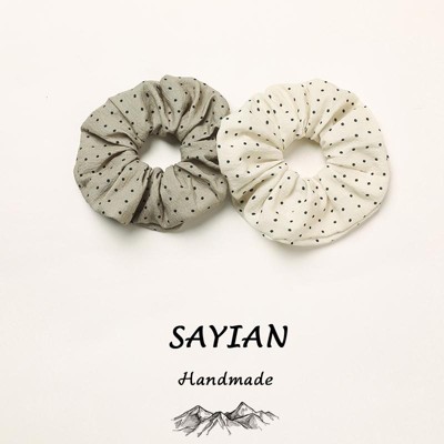 2 pcs Elegant Spotted pattern Scrunchies - Soft, Stretchy, and Detachable Hair Ties for Ponytails, Polka Dots Fabric Hair Elastics, Spiral Hair Ring