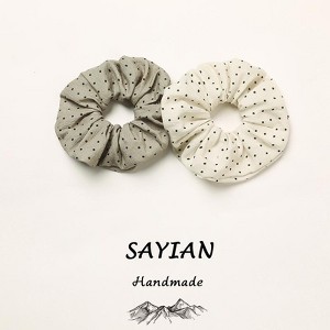 2 pcs Elegant Spotted pattern Scrunchies - Soft, Stretchy, and Detachable Hair Ties for Ponytails, Polka Dots Fabric Hair Elastics, Spiral Hair Ring - 1 of 4