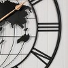 36'' Large Black Metal Wall Clock, Modern Silent World Map Wall Clock With Vintage Numeral,Wall Clocks For Living Room-Cuddlewood - 3 of 4