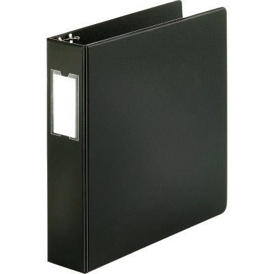 Business Source Round Ring Binder w/Label Holder 2" Cap. 11"x8-1/2" BK 28561
