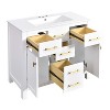 TUYOHW Bathroom Vanity with Ceramic Sink Combo Set, Modern Freestanding Single Bathroom Cabinet with 4 Drawers and 2 Cabinets, White - 3 of 4
