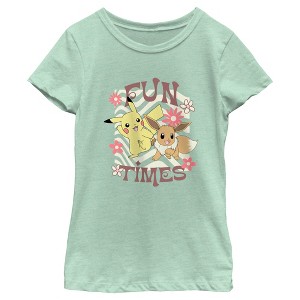 Girl's Pokemon Pikachu and Eevee Fun Times T-Shirt - 1 of 4