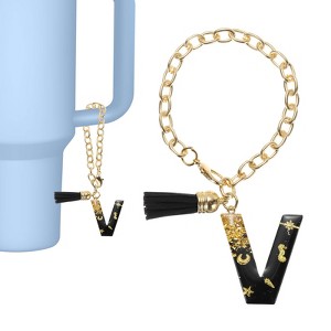 Unique Bargains Resin Lightweight Decorative Tassel Keychain Handle Charm Black with Gold Foil 1 Pc - 1 of 4