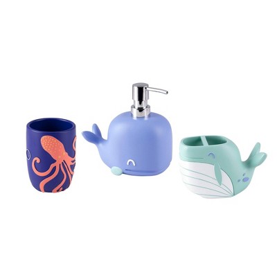 3pc Whales Bathroom Accessories Set - Allure Home Creations