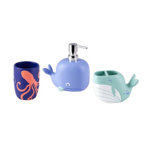 3pc Whales Kids' Bathroom Accessories Set - Allure Home Creations : Target
