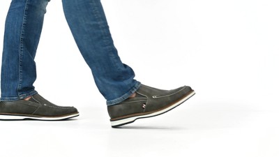 Harrison Modern Grey Faux Leather Casual Loafers with Comfort Foam