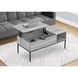 42" Laminate & Metal Rectangular Coffee Table with Lift-Top, Hidden Storage and Open Shelf for Living Room or Modern Spaces - 1 of 4