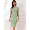 Allegra K Women's Tweed Pencil Crew Neck Cap Sleeve Vintage Bodycon Midi Dress - 3 of 4