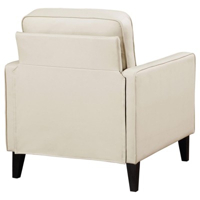 Cream Faux Leather Transitional Club Accent Chair