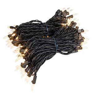 Novelty Lights RetroGlo® Clear LED Mini Lights 100 Light on Black Wire 50 Feet Long - 1 of 4