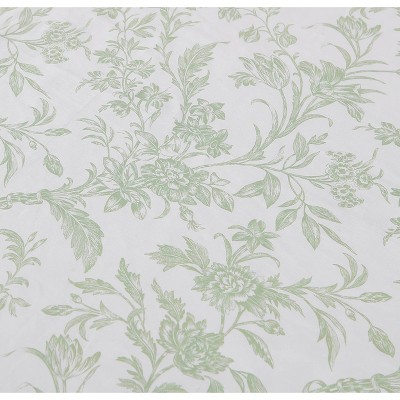 Natalie Sage Green Cotton Floral Shower Curtain