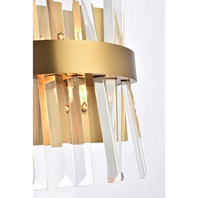 Satin Gold and Crystal 2-Light Dimmable Vanity Sconce