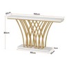 Gulches Modern Faux Marble Console Table, Grid Metal Base, White & Gold, 59" - 4 of 4