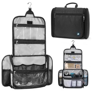 PAVILIA Large Hanging Toiletry Bag, Travel Women Men Cosmetic Organizer, Water Resistant Makeup Accessories Essentials Kit - 1 of 4
