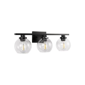 DORESshop 3-Light Matte Black Vanity Light, E26 Base, Open Globe Glass Shades, Non-Integrated Bulbs, Modern Bathroom Wall Fixture - 1 of 4