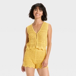 Women's Crochet-Style Pullover Sweater Tank - A New Day™ - 1 of 3