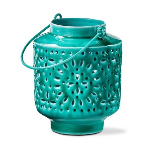 tag Aura Enamel Lantern Sm Teal - 1 of 2
