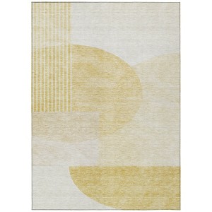 Gold Wheat And Ivory Geometric Washable Indoor Outdoor Area Rug - 1 of 4