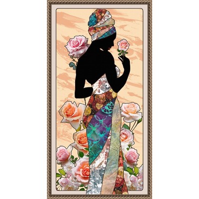 Cosmopolitan Woman Silhouette with Roses Canvas Art Print