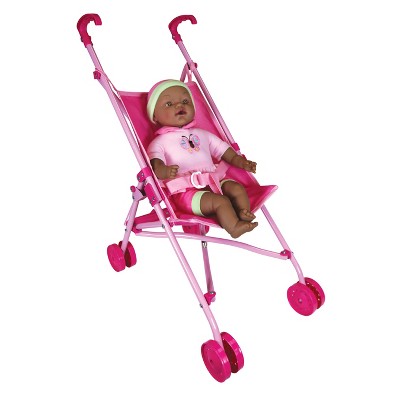 Lissi Baby Doll Umbrella Stroller Set with 16" Deep Tan Baby Doll