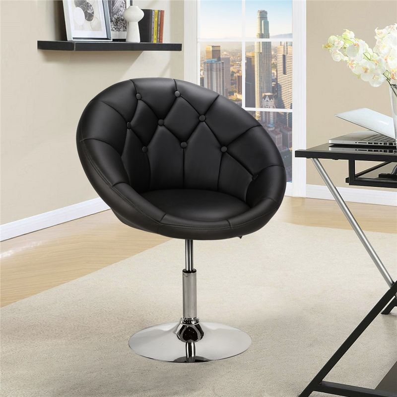 Yaheetech Height Adjustable Swivel Upholstered Round Accent Chair Barrel Chair, 3 of 10