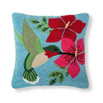 C&F Home 16" x 16" Humming Bird Floral Hooked Pillow