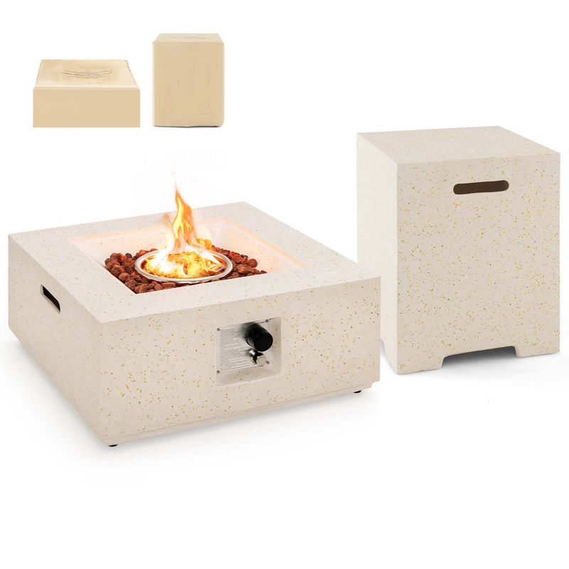 Costway 28" Patio Propane Fire Pit Table w/Hideaway Tank Holder Outdoor Gas Fire Table, 1 of 8