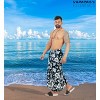LA LEELA Men's Hawaiian Lava Lava Beach Sarong Wrap Beachwear Cover-Up Summer Long Swimwear Vacation Cover Up For Men One Size Onyx, Floral - 3 of 4