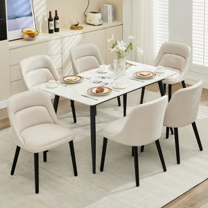 Dining Chairs Set of 2, Upholstered Linen Fabric Dining Chairs with Wood Legs, Modern Dining Chairs for Kitchen, Dining Room, Living Room, Patio - 1 of 4