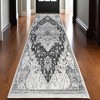 6' Gray And Dark Gray Medallion Runner Rug - 2 of 4